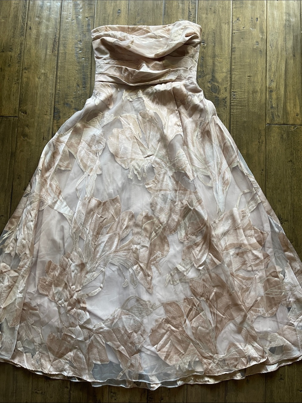 Xscape Evenings Shania Floral Jacquard Strapless Gown - Picture 5 of 9